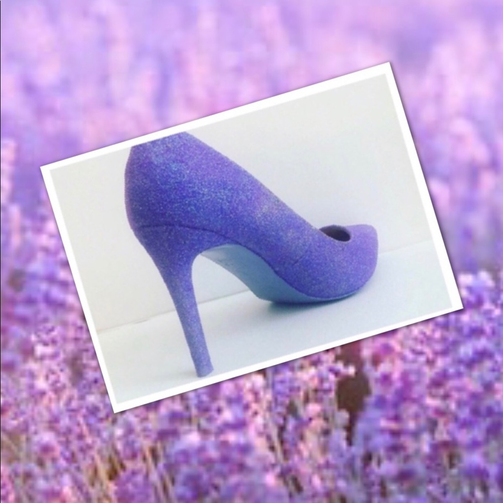 Women’s Custom Lavender Glitter Pointy Toed Heels - Picture 2 of 5